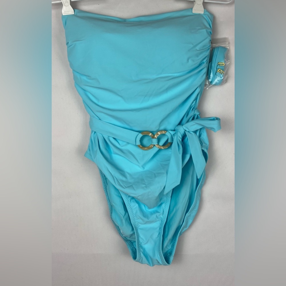 NWT Helen Jon Belted bandeau one-piece | sky blue - Picture 5 of 11